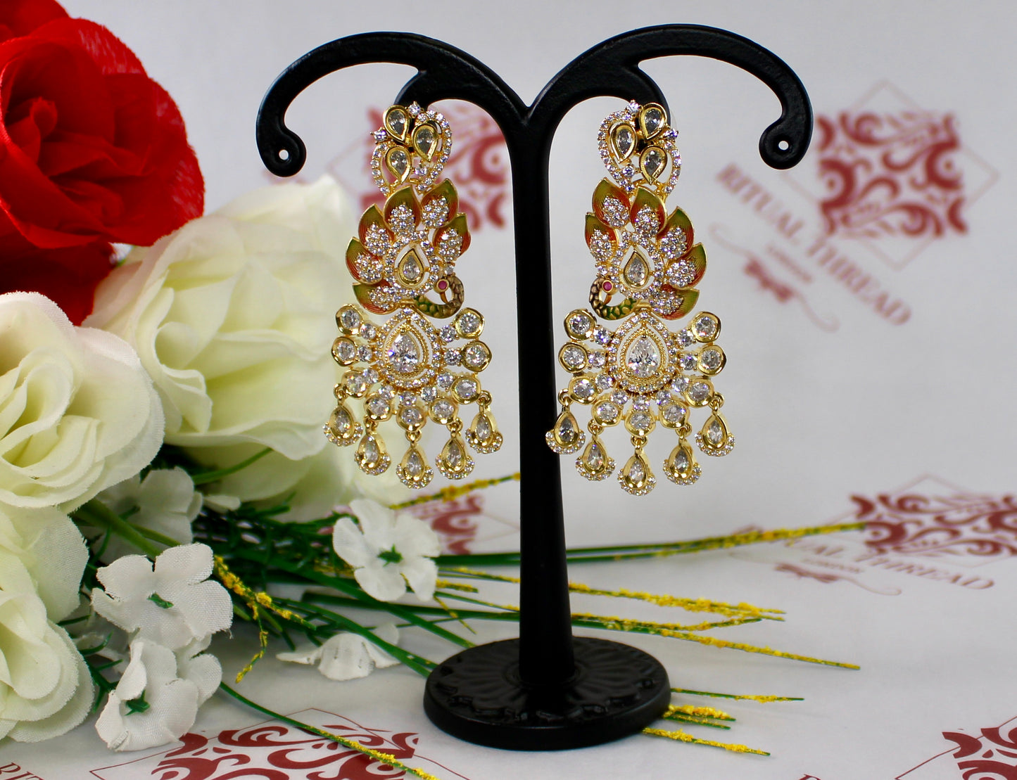 Antique Golden Peacock Earrings
