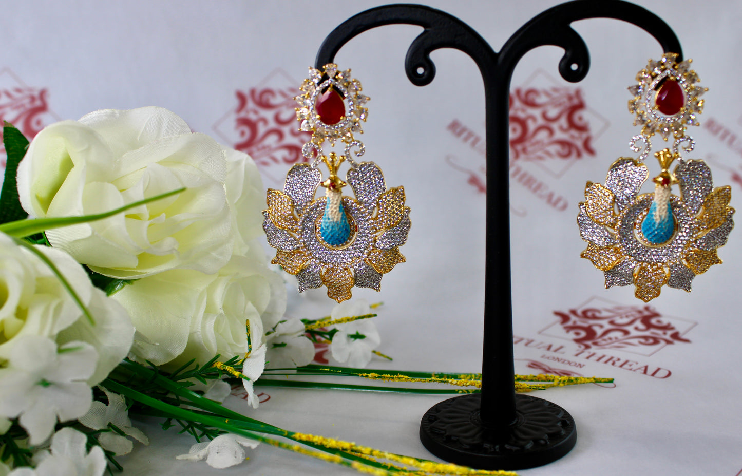 Luxury Peacock crystal Drop Earrings