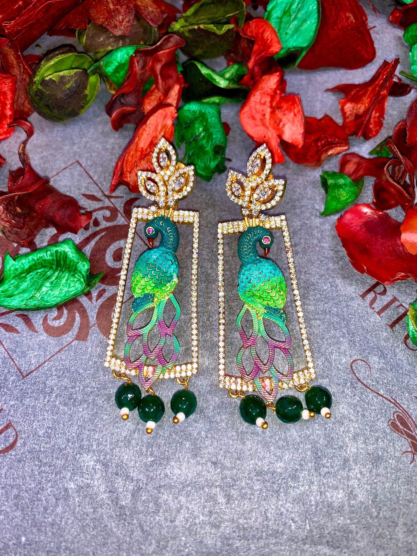 Luxury Peacock crystal Drop Earrings