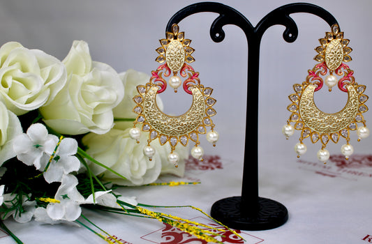 Antique Polki Pearl Drop Earrings
