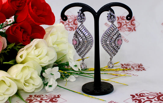 Diamond Cut Pink Stone Earrings