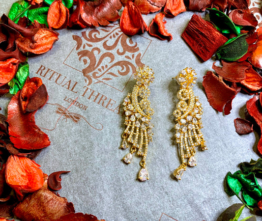 Golden American Diamond Earrings