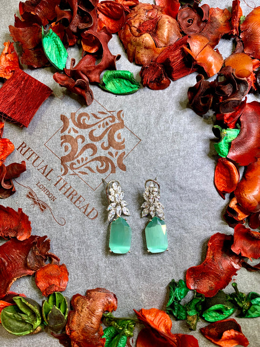 Silver Stone Dangle Drop Earrings