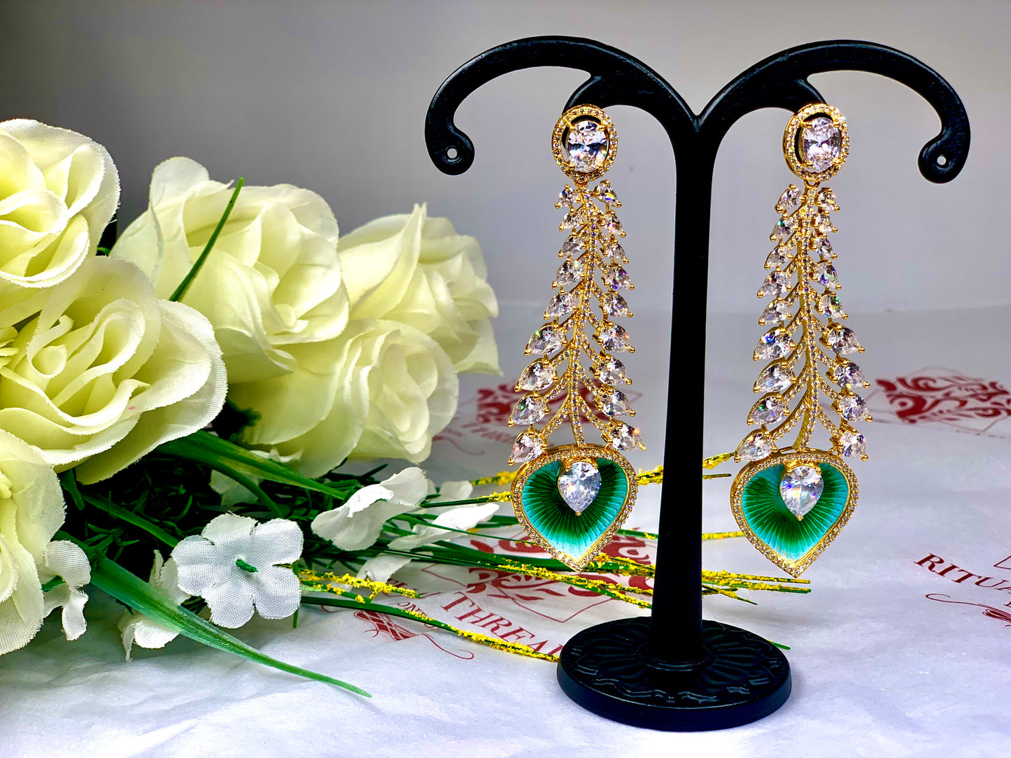 Peacock Feather Drop Earrings