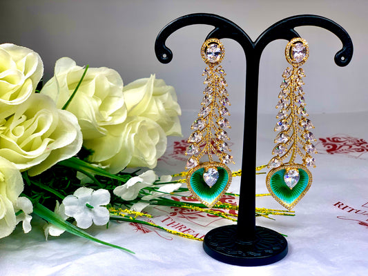 Peacock Feather Drop Earrings