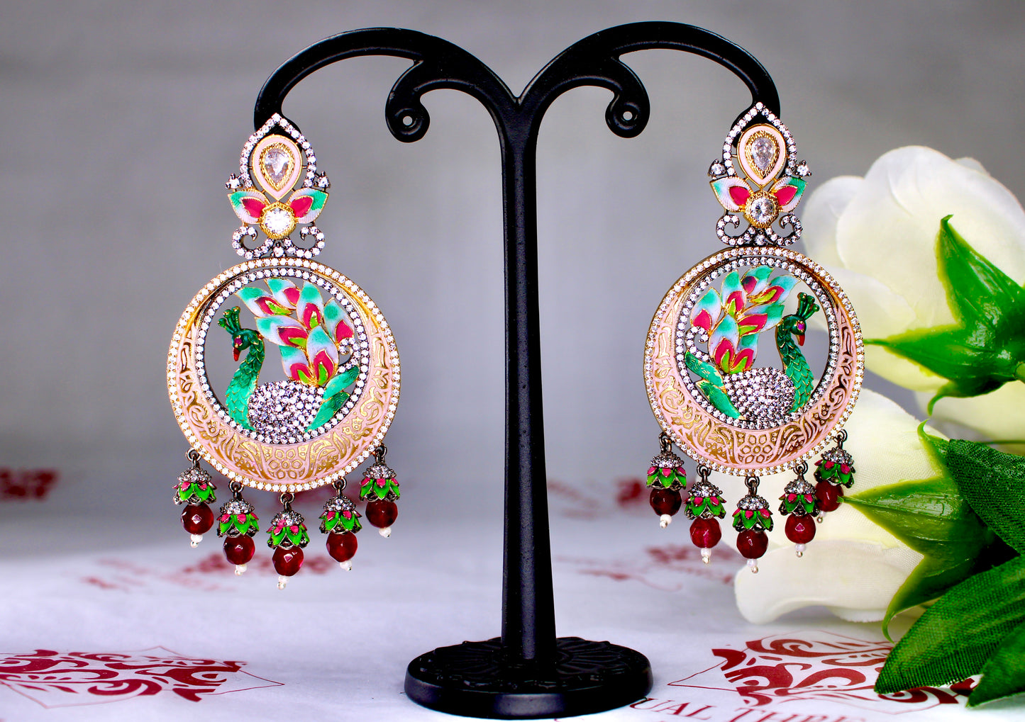 Mughal Pearl Peacock Earrings