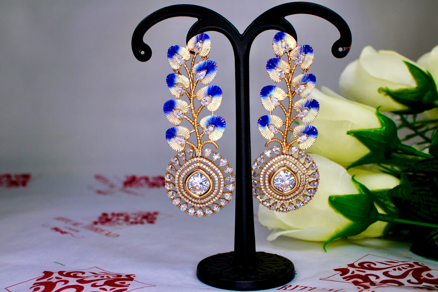 Peacock Feather Drop Earrings