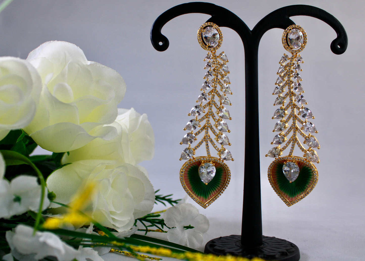 Peacock Feather Drop Earrings