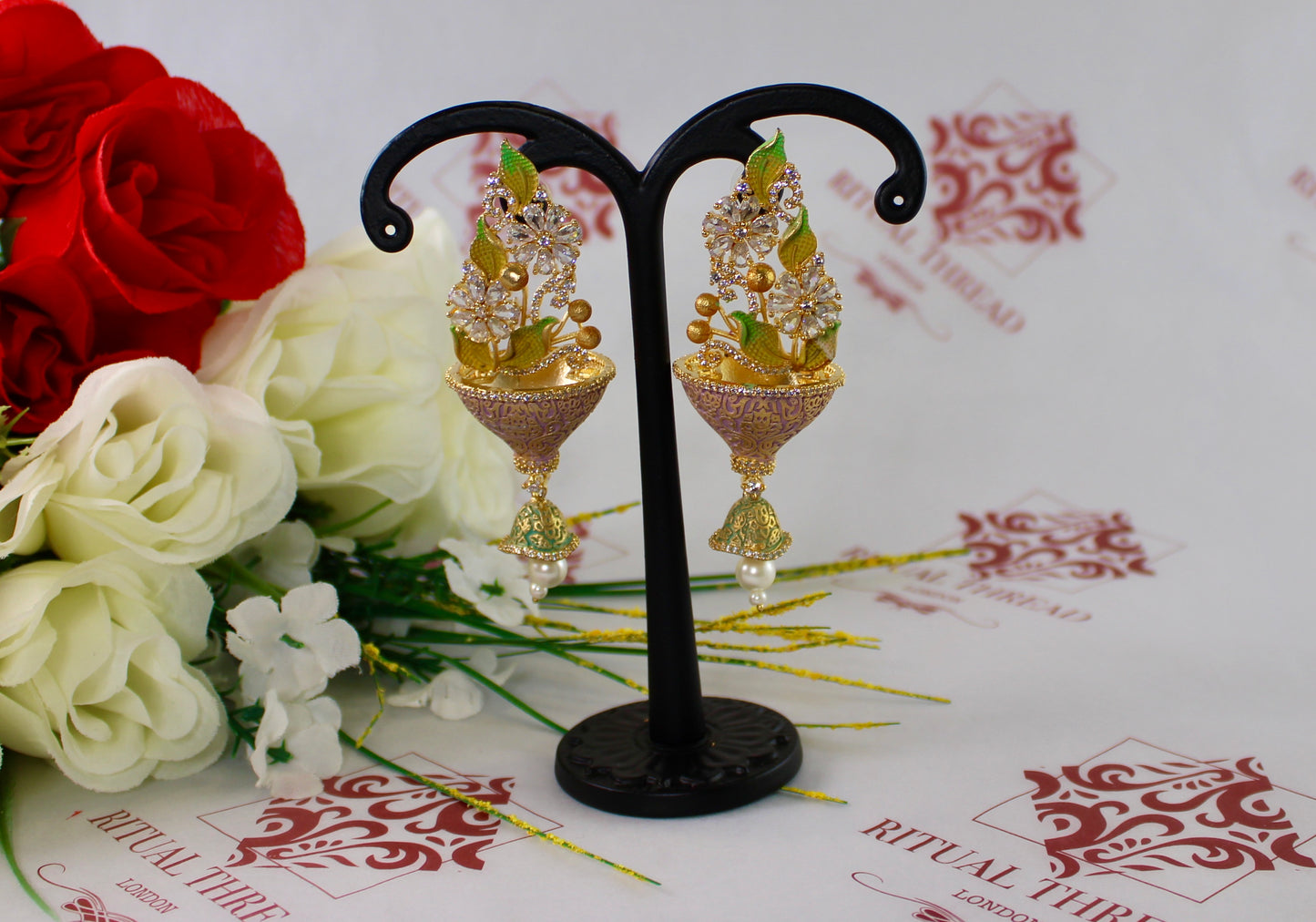 Antique Pearl Drop Golden Earrings