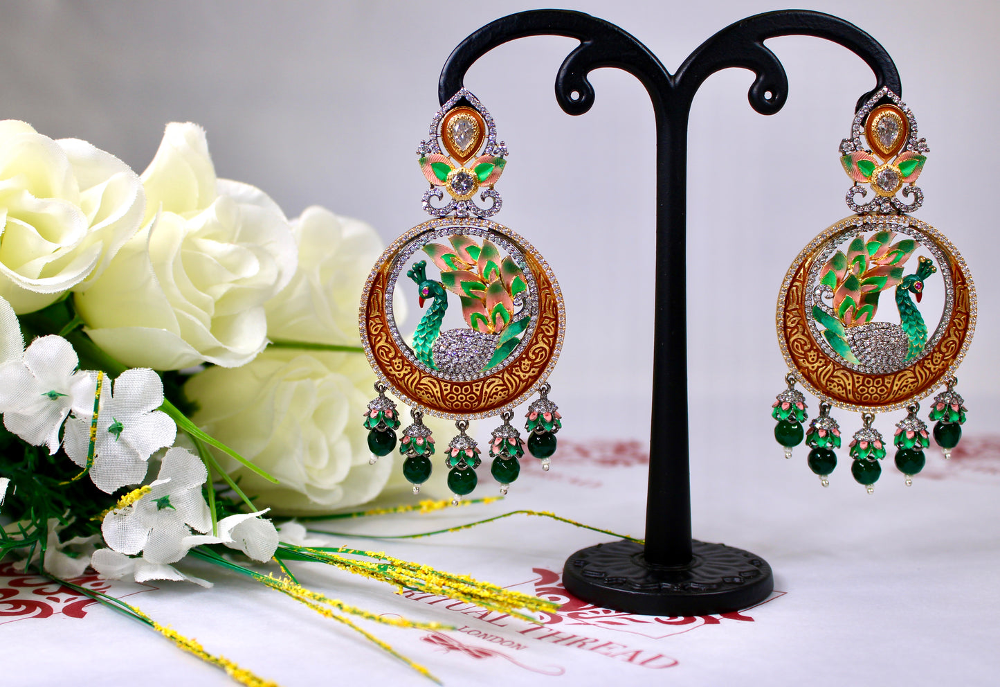 Mughal Pearl Peacock Earrings