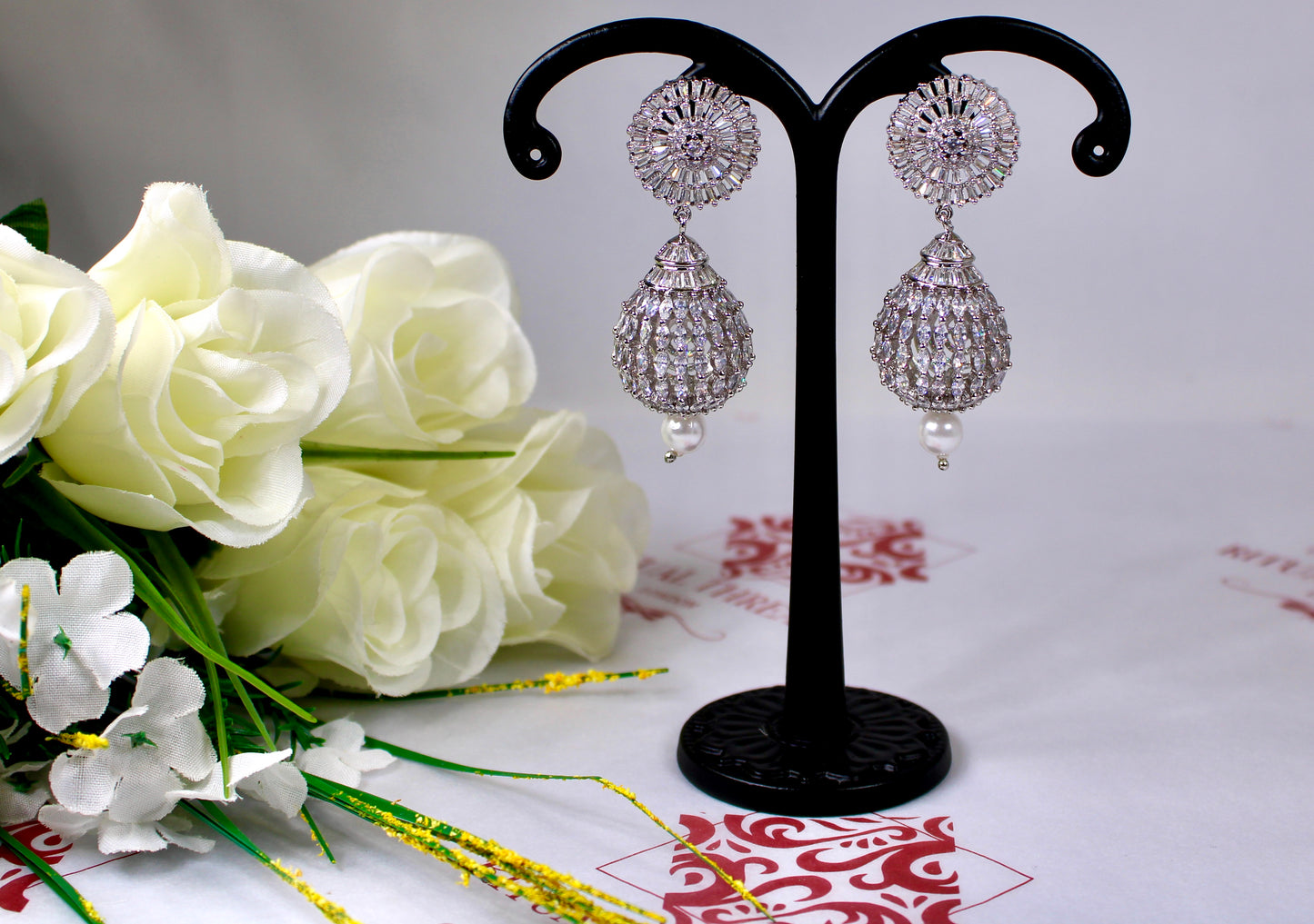 Pearl Drop American Diamond Earrings