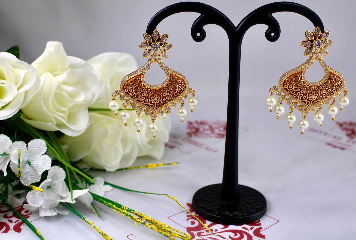 Vintage Design Pearl Drop Earrings