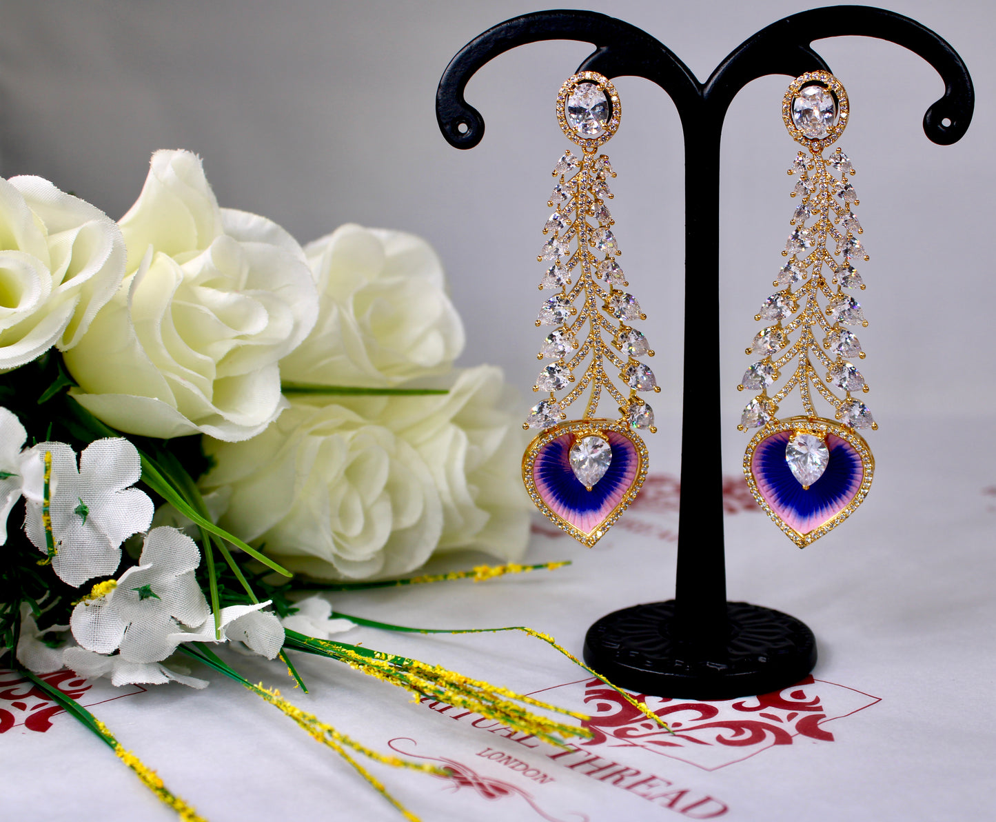 Peacock Feather Drop Earrings