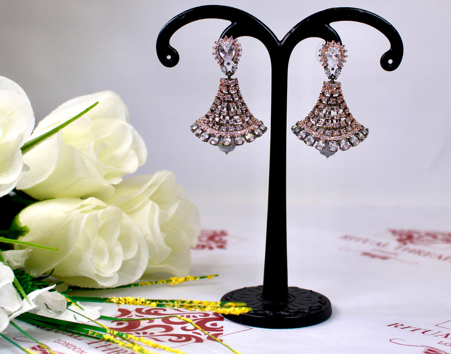 Pearl Drop American Diamond Earrings