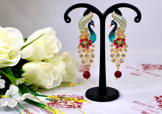 bohemian statement peacock earrings