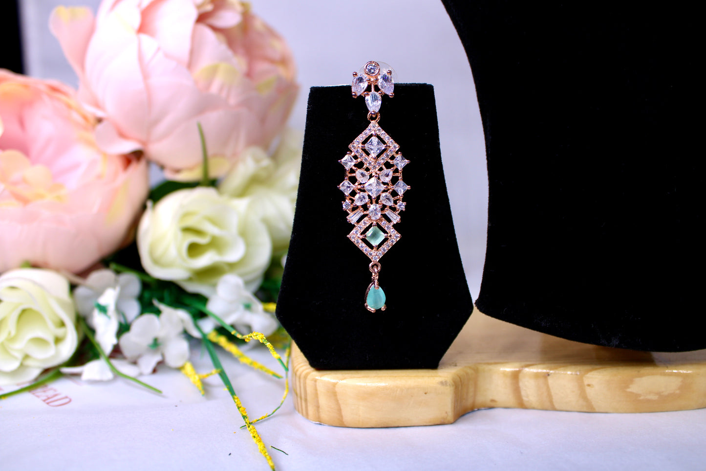 Sea Green American Diamond Necklace Set