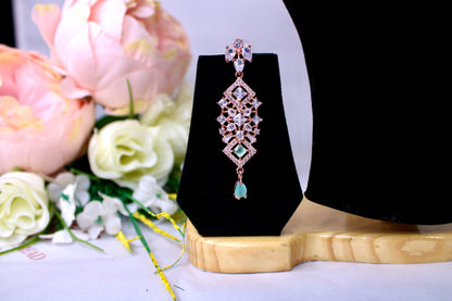 Sea Green American Diamond Necklace Set