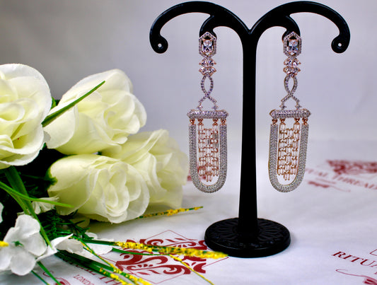 Rose Gold American Diamond Cut Earrings