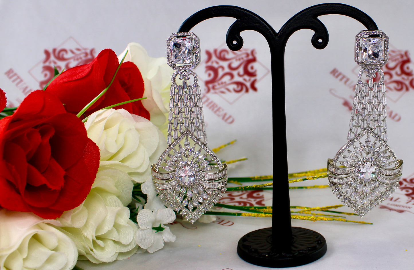 Silver American Diamond Earrings