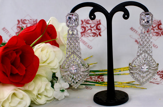 Silver American Diamond Earrings