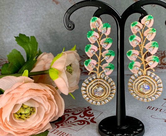 Peacock Feather Drop Earrings