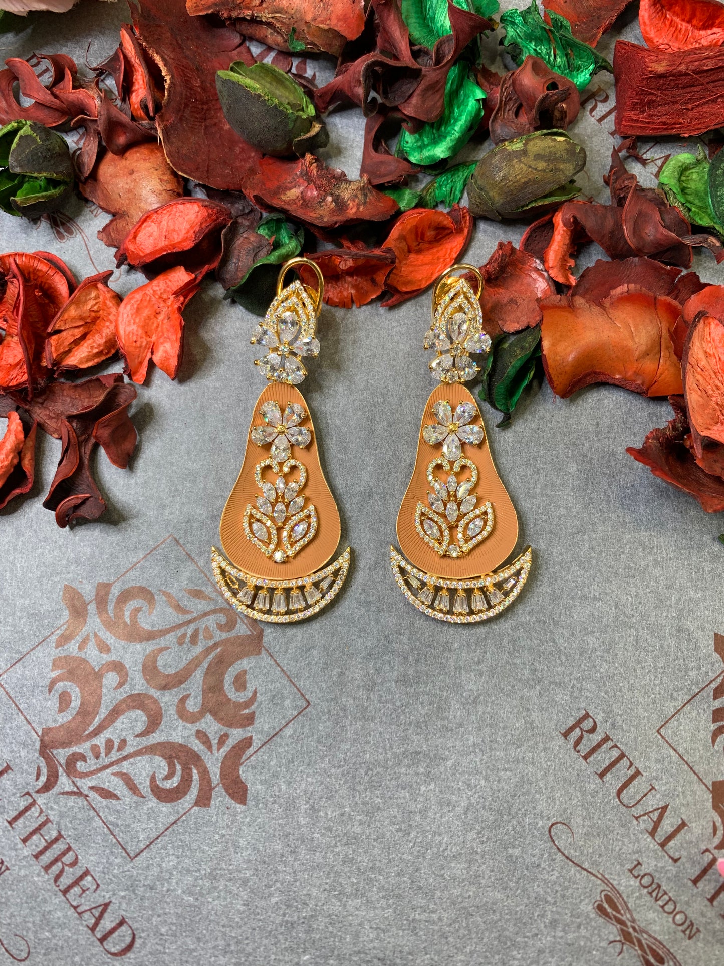 Golden  Diamond Cut Hanging Earrings
