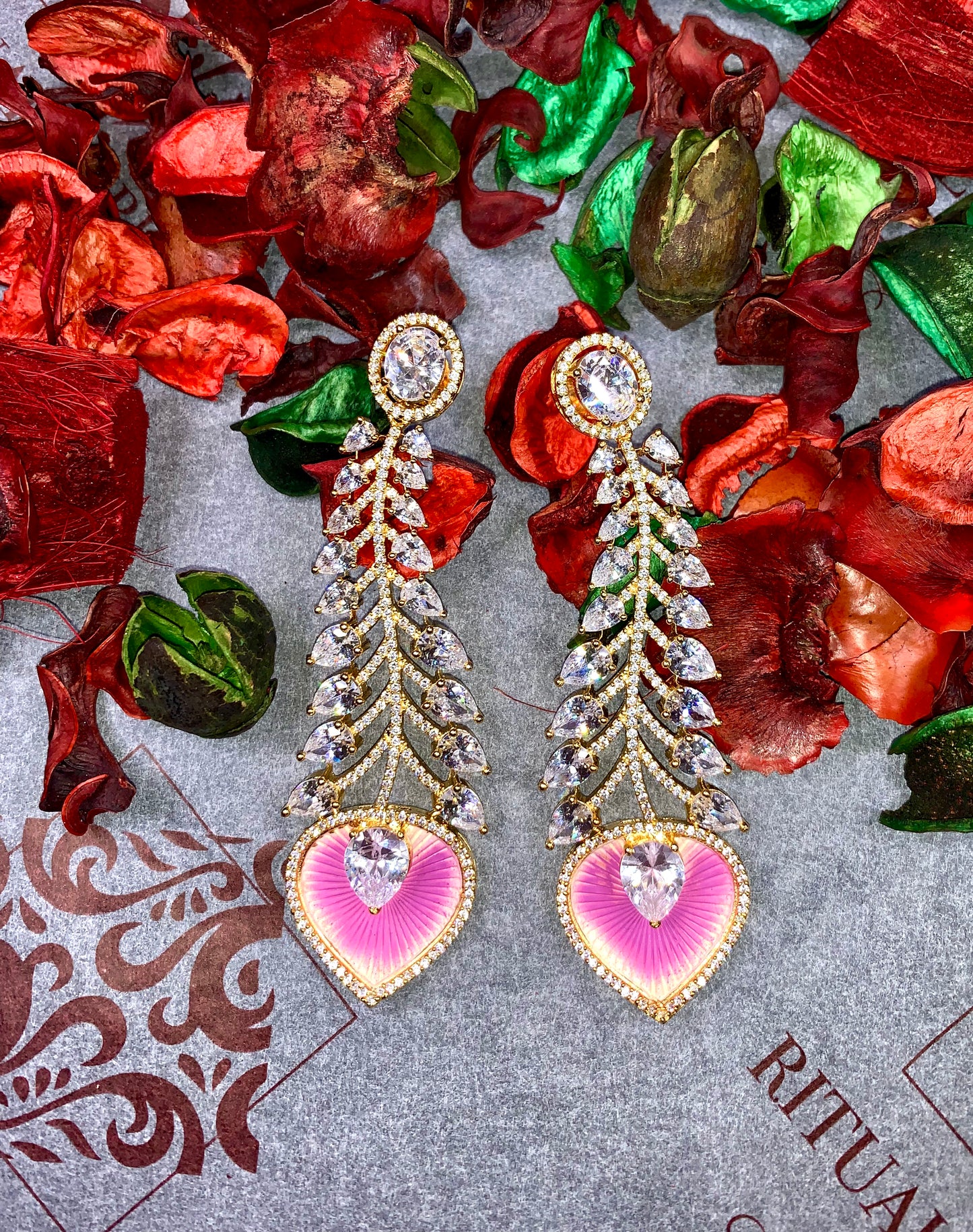Peacock Feather Drop Earrings