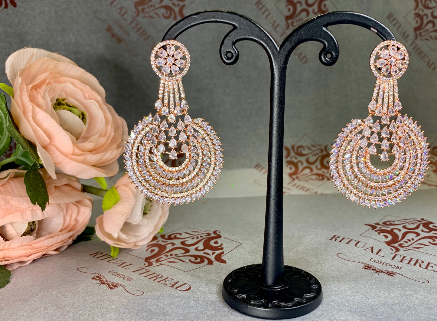 Rose Gold American Diamond Earrings