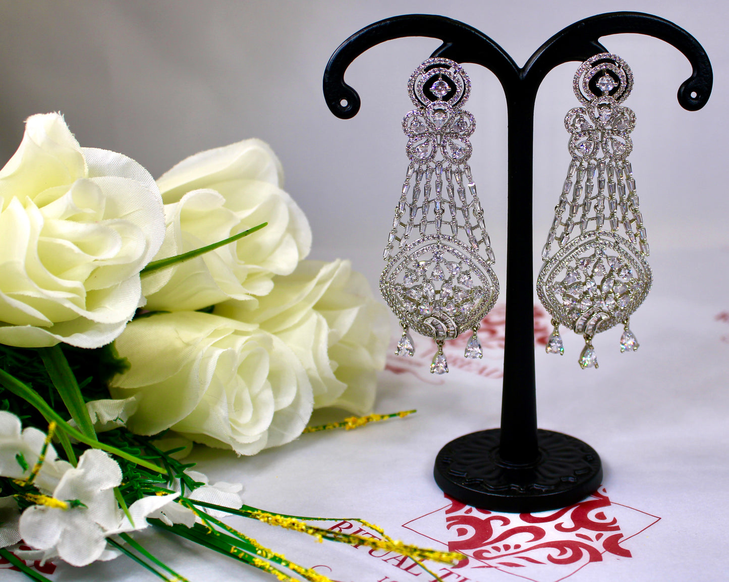 Silver American Diamond Earrings