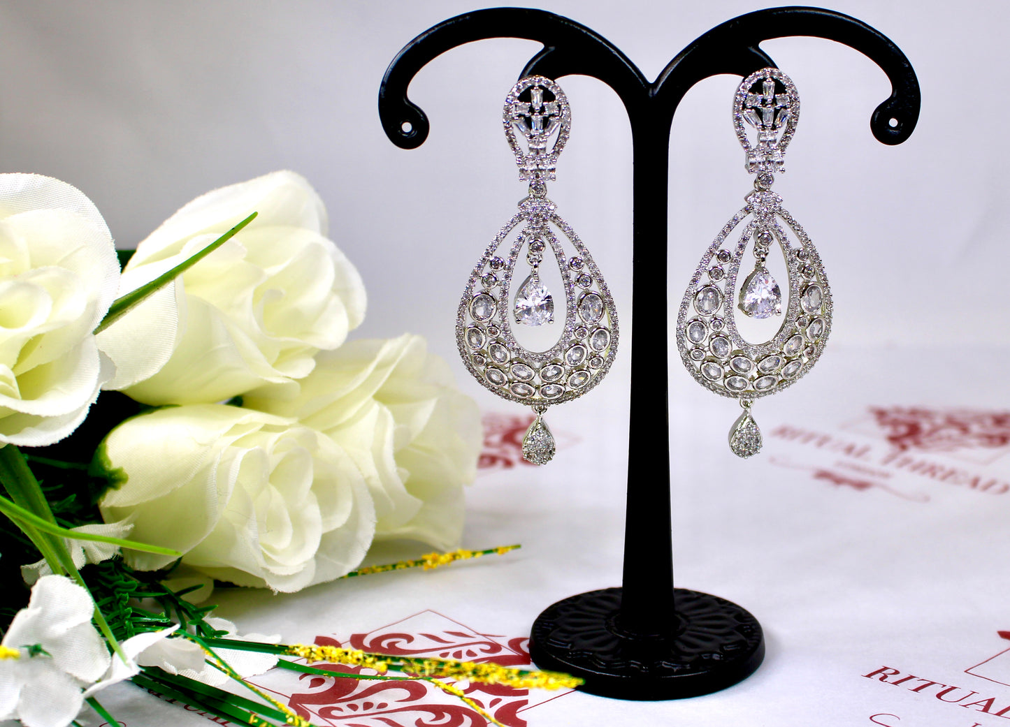 Silver American Diamond Earrings