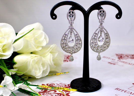 Silver American Diamond Earrings