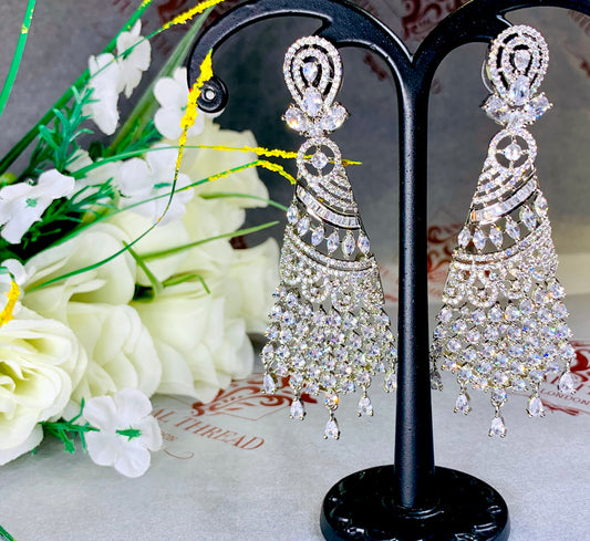 Silver Crystal Drop Earrings