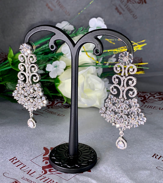 Silver Crystel Drop Earrings