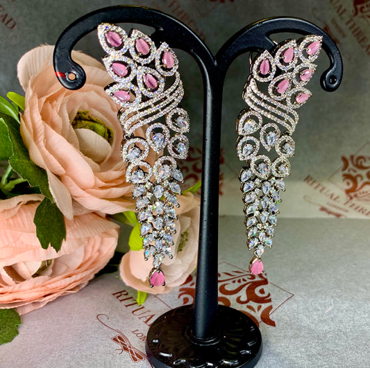 Sparkling silver & pink crystal Dangle